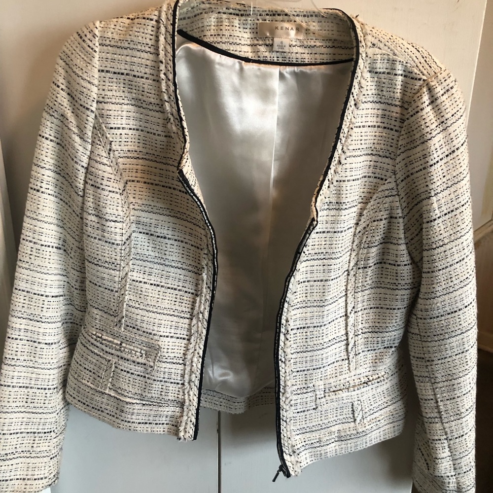 Tweed Blazer, white, Black, yellow thread